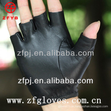 Damen fahren halb Finger Leder Handschuhe